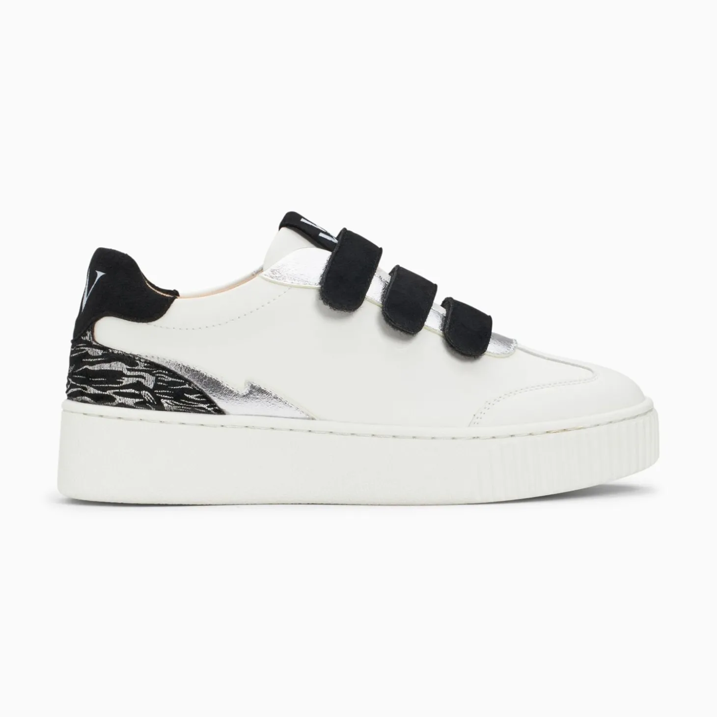 Baskets Nahia Blanc Et Argent A Scratchs Noirs