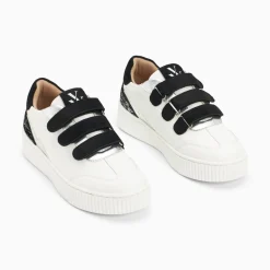 Baskets Nahia Blanc Et Argent A Scratchs Noirs