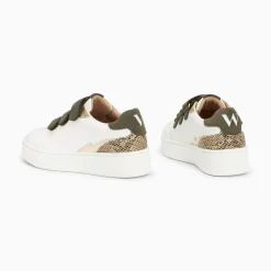 Baskets Nahia Blanc Et Or A Scratchs Kaki
