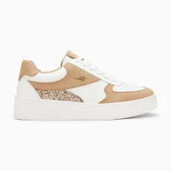 Baskets Nassita Beige Et Rose Gold A Lacets