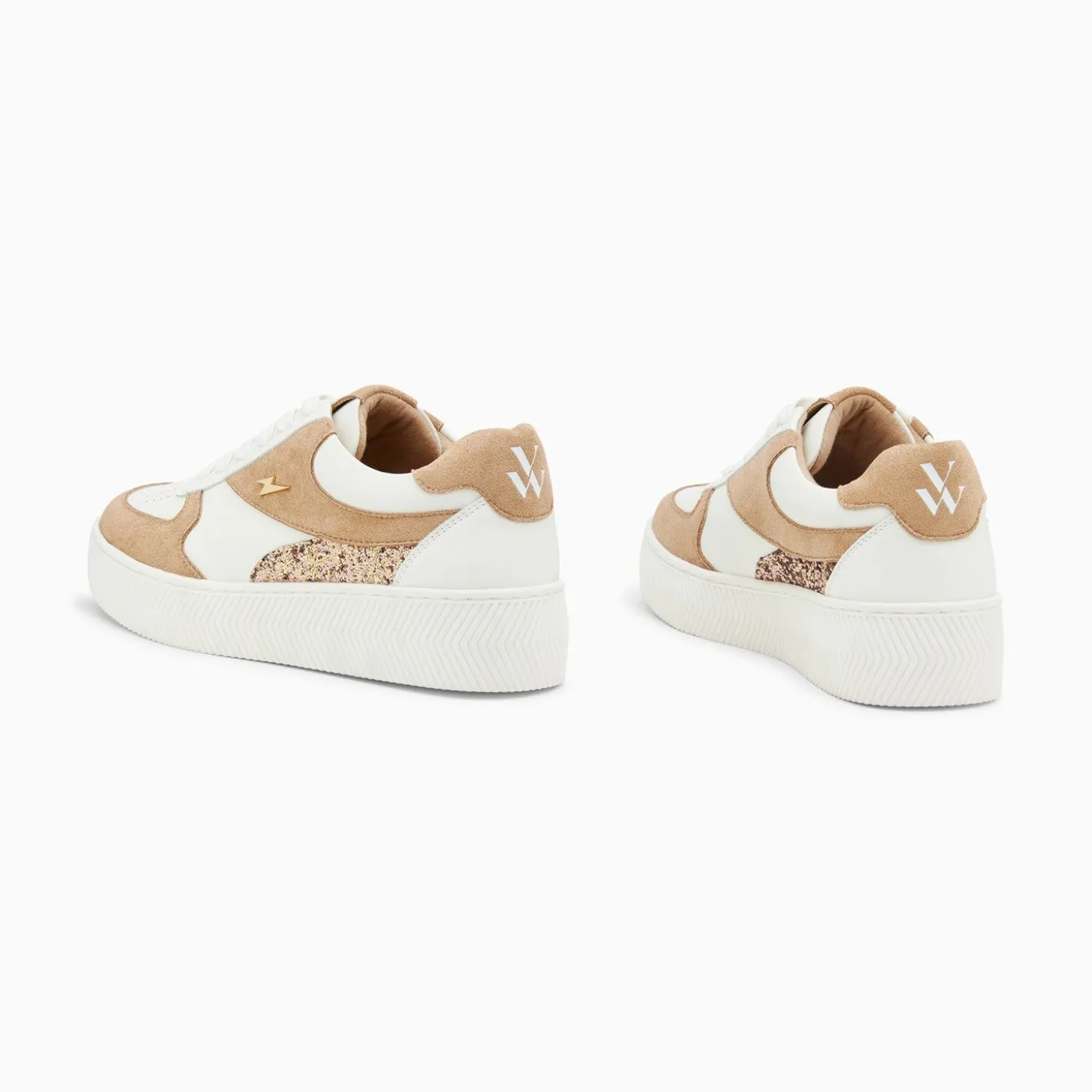 Baskets Nassita Beige Et Rose Gold A Lacets