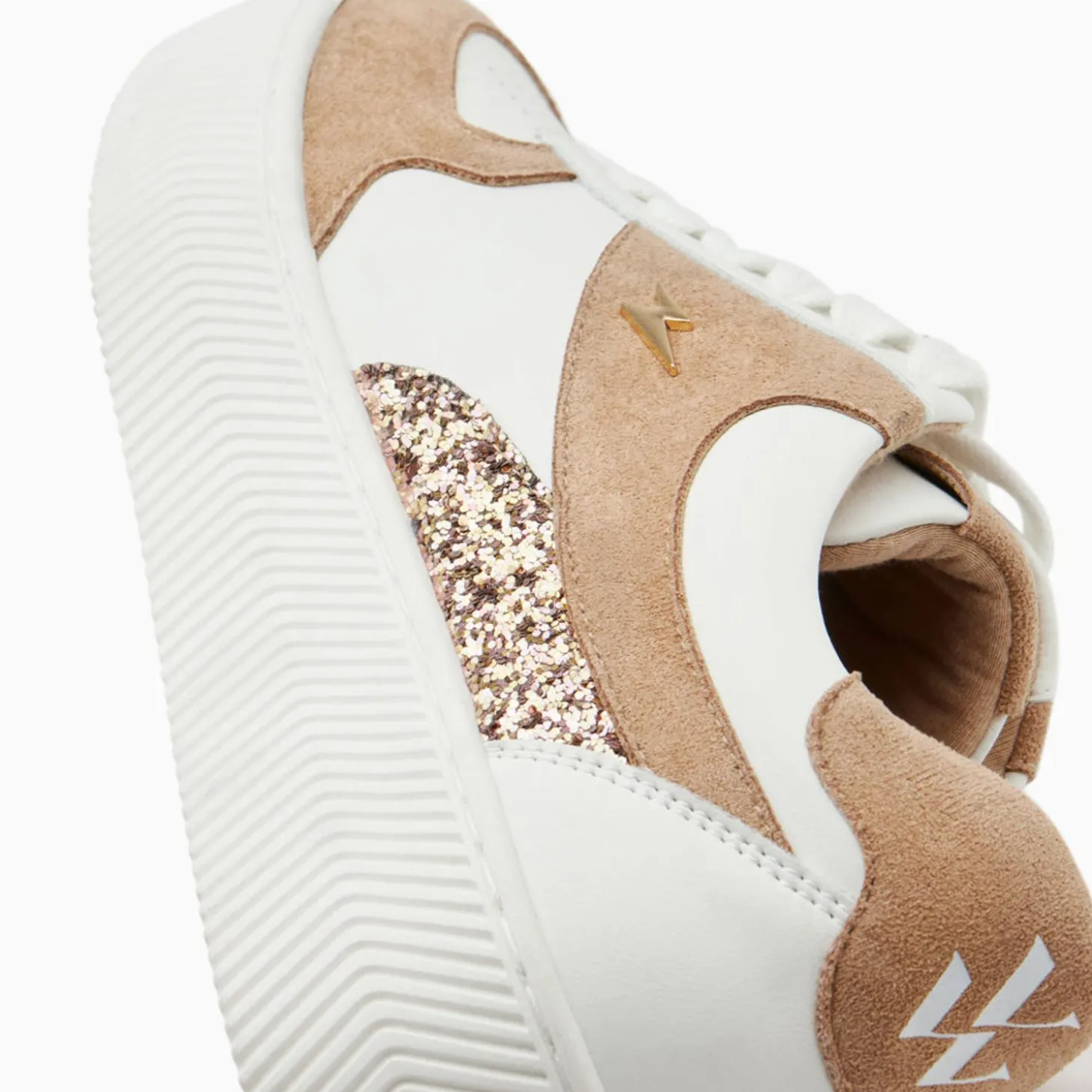 Baskets Nassita Beige Et Rose Gold A Lacets
