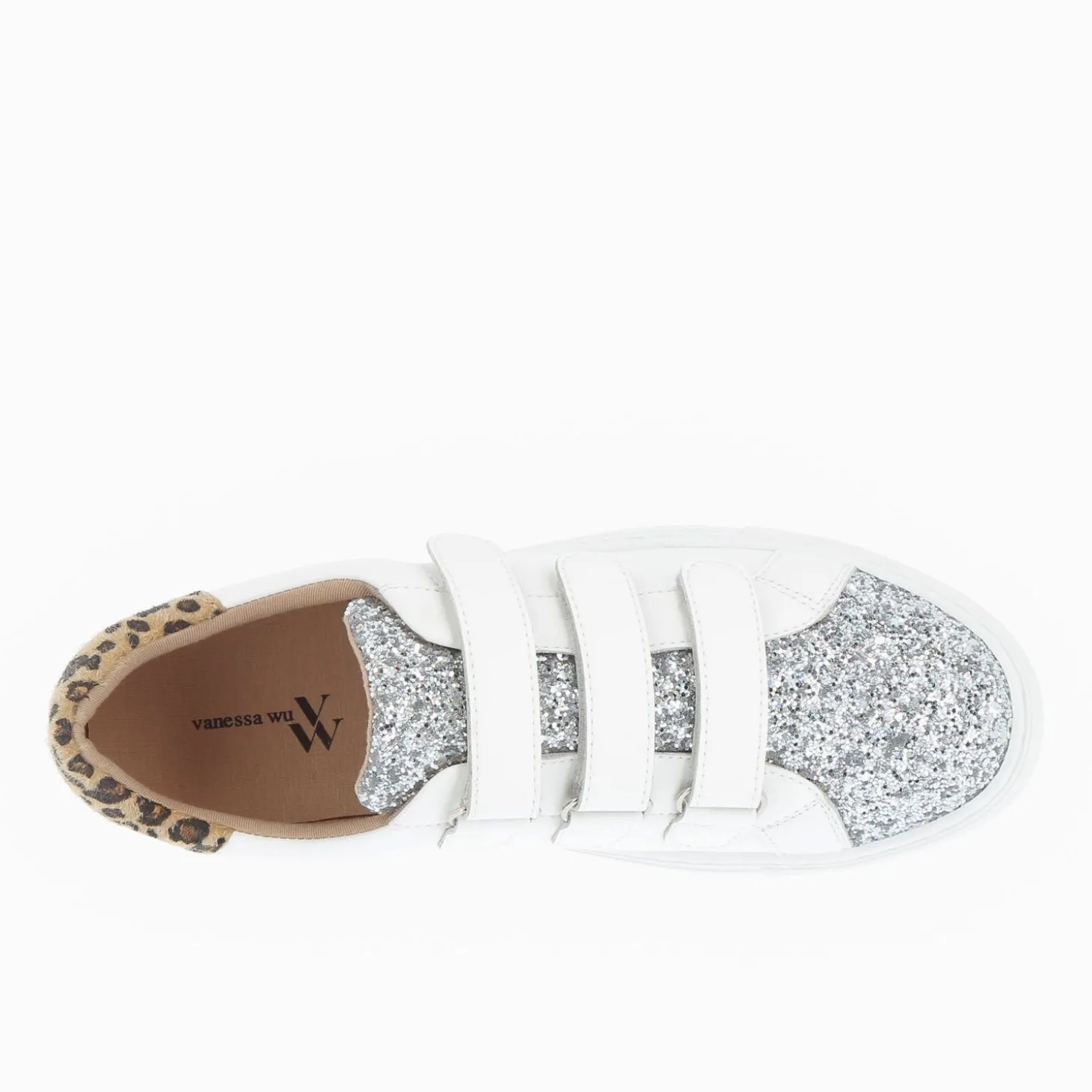 Baskets Nour Blanc Et Argent A Scratchs