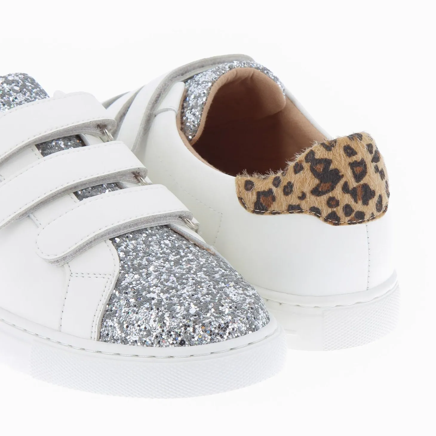 Baskets Nour Blanc Et Argent A Scratchs