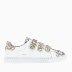Baskets Nour Blanc Et Imprime Leopard A Scratchs Or