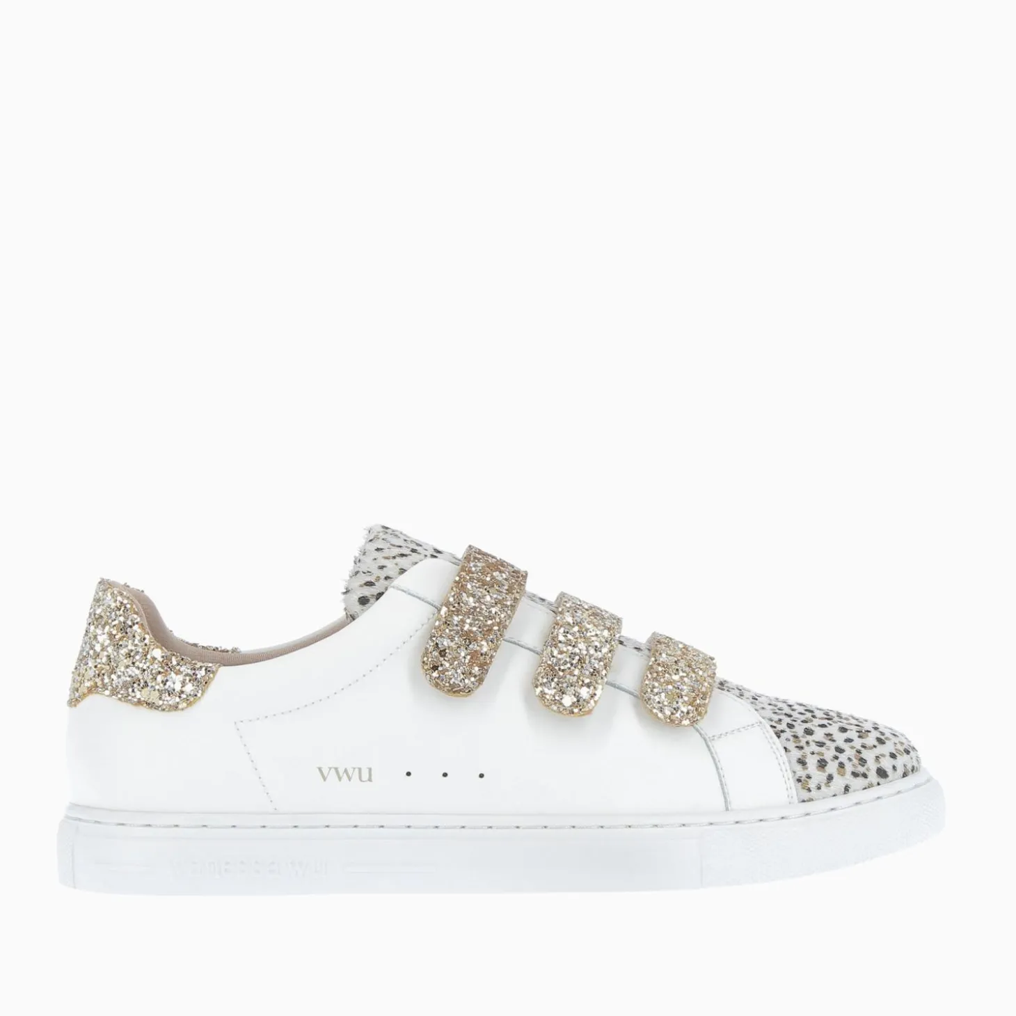 Baskets Nour Blanc Et Imprime Leopard A Scratchs Or