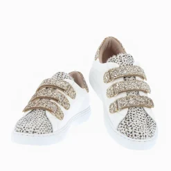 Baskets Nour Blanc Et Imprime Leopard A Scratchs Or