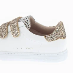 Baskets Nour Blanc Et Imprime Leopard A Scratchs Or