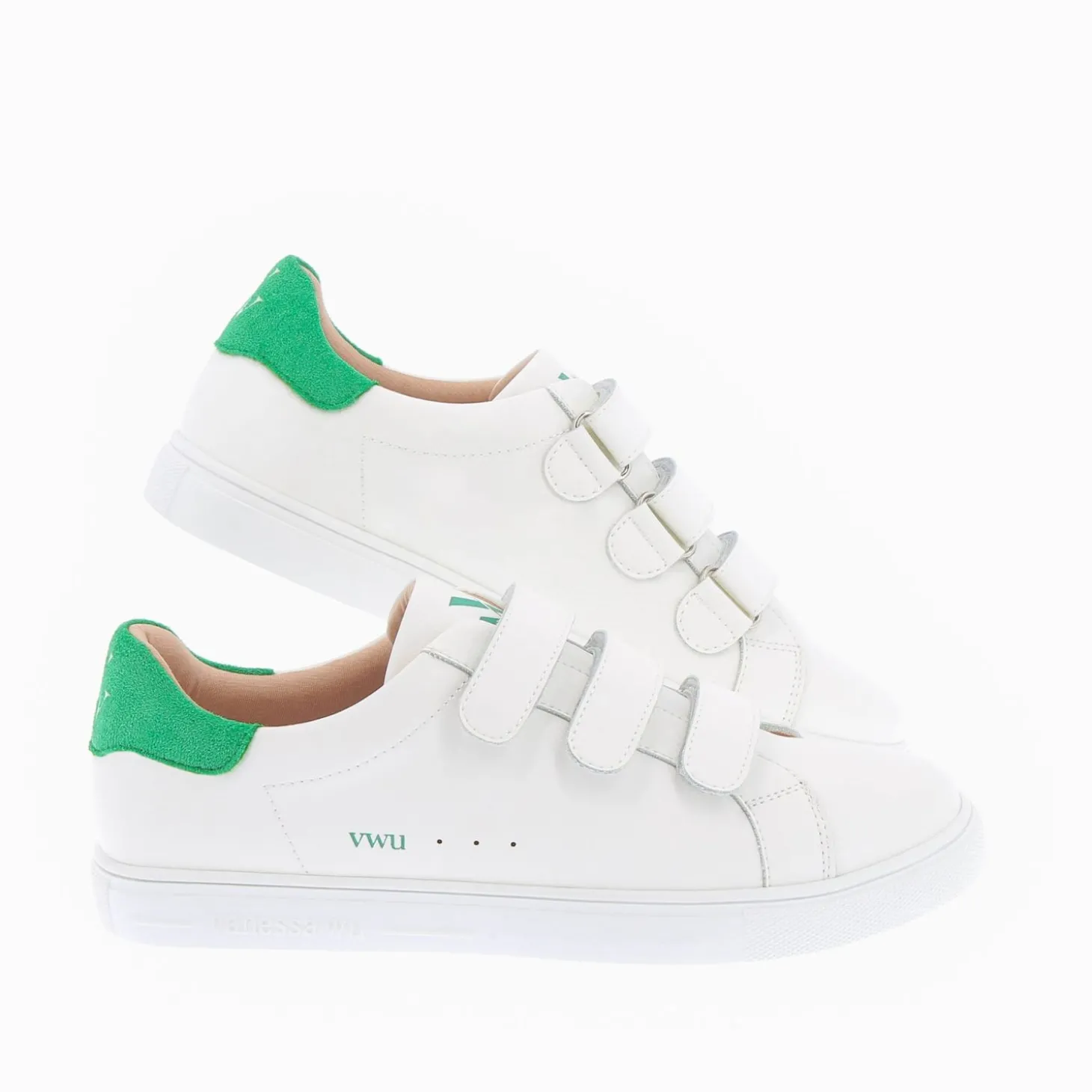 Baskets Nour Blanc Et Vert A Scratchs