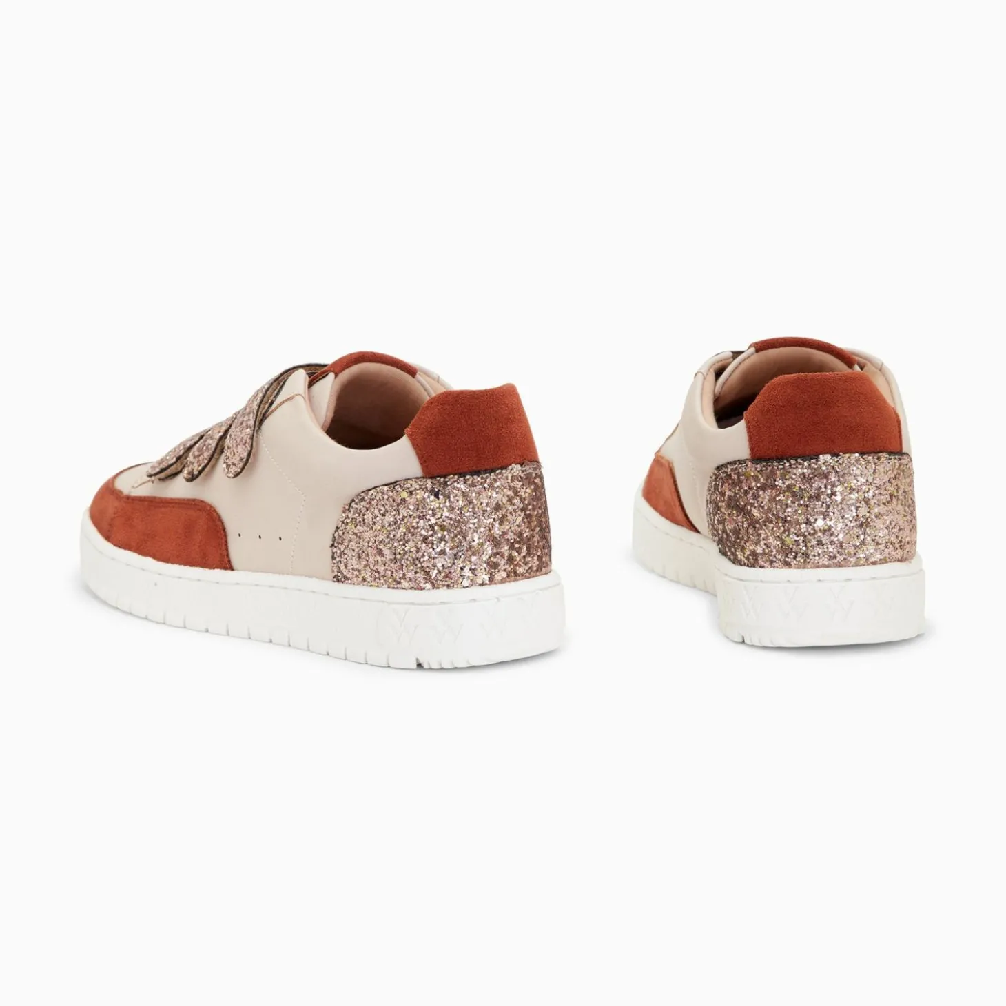 Baskets Paloma Nude Et Marron A Scratchs Glitter