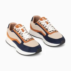 Baskets Pekka Bleu Nuit Et Beige A Semelle Running