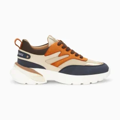 Baskets Ruth Bleu, Beige Et Orange A Semelle Oversize