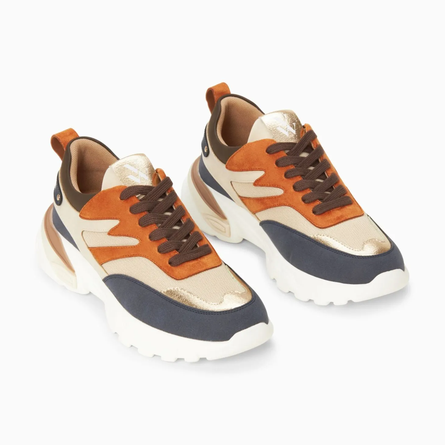 Baskets Ruth Bleu, Beige Et Orange A Semelle Oversize