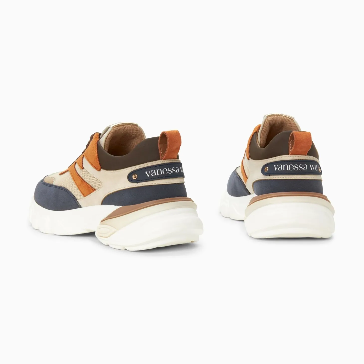 Baskets Ruth Bleu, Beige Et Orange A Semelle Oversize