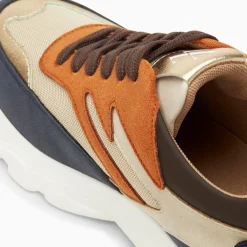 Baskets Ruth Bleu, Beige Et Orange A Semelle Oversize