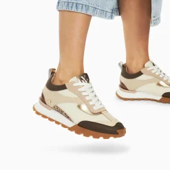 Baskets Samantha Beige Et Marron A Semelle Running