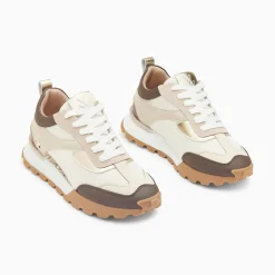 Baskets Samantha Beige Et Marron A Semelle Running