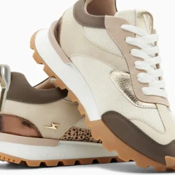 Baskets Samantha Beige Et Marron A Semelle Running