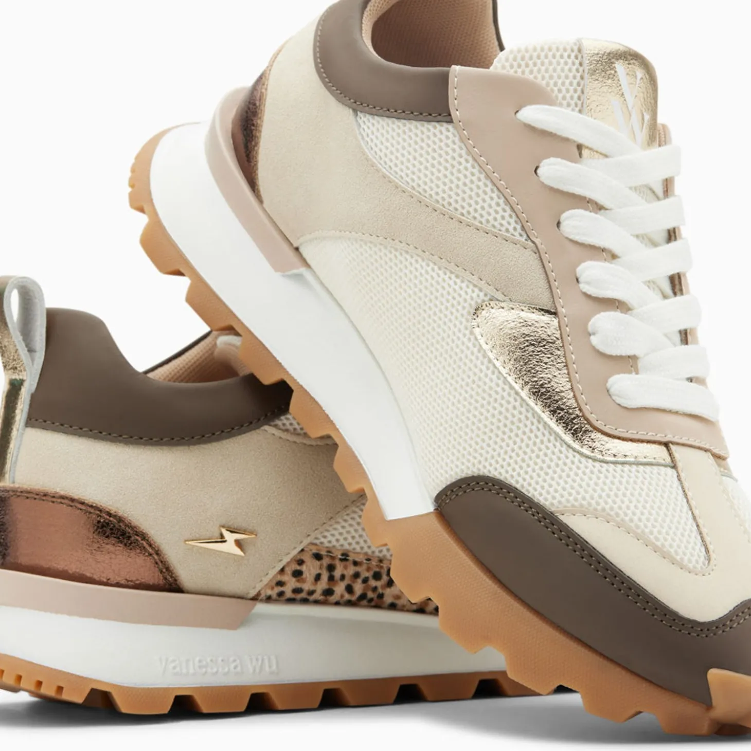 Baskets Samantha Beige Et Marron A Semelle Running