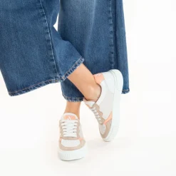 Baskets Sara En Toile Beige A Details Peche