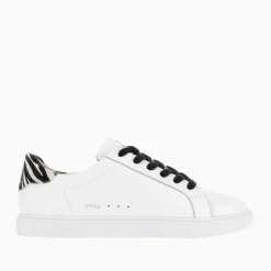 Baskets Steph Blanc Et Imprime Zebre A Lacets Noirs