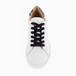 Baskets Steph Blanc Et Imprime Zebre A Lacets Noirs