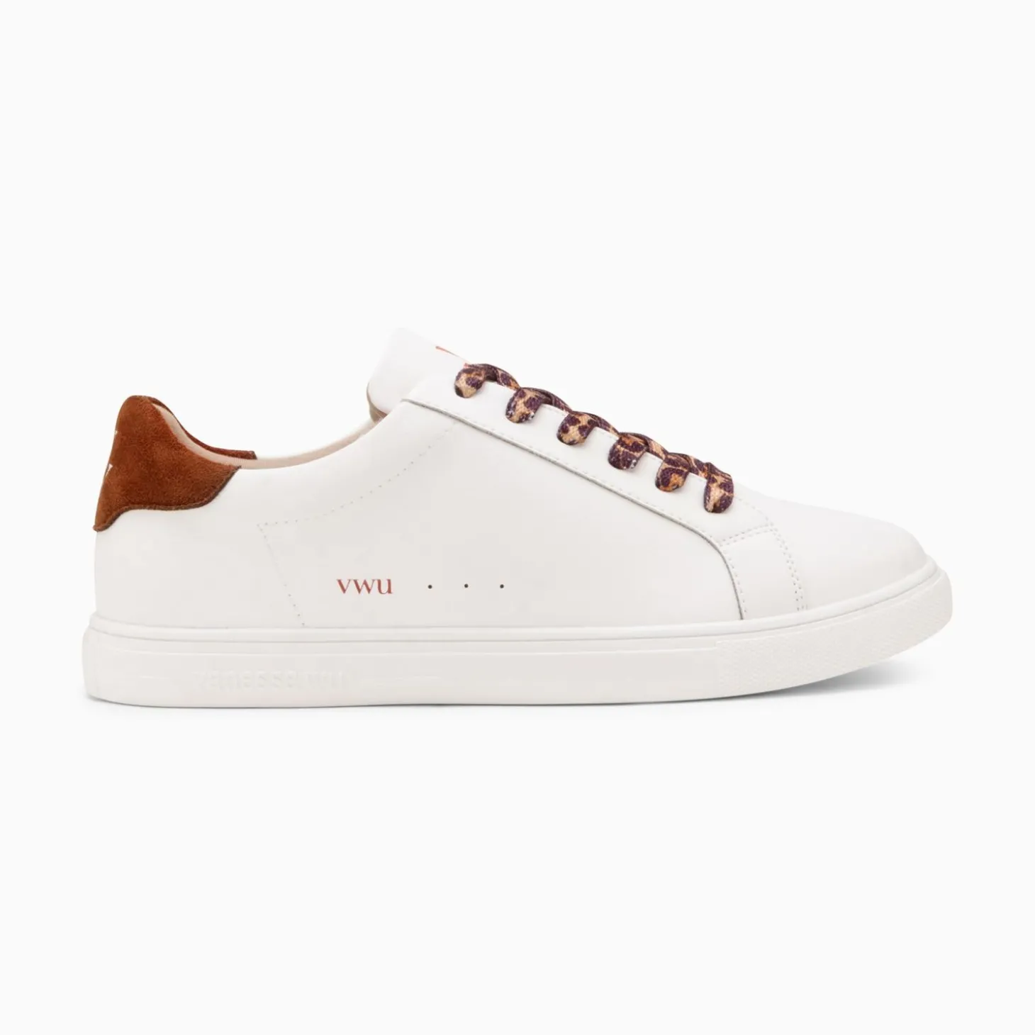 Baskets Steph Blanc Et Marron A Lacets Leopard