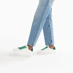 Baskets Steph Blanc Et Vert Sapin A Lacets