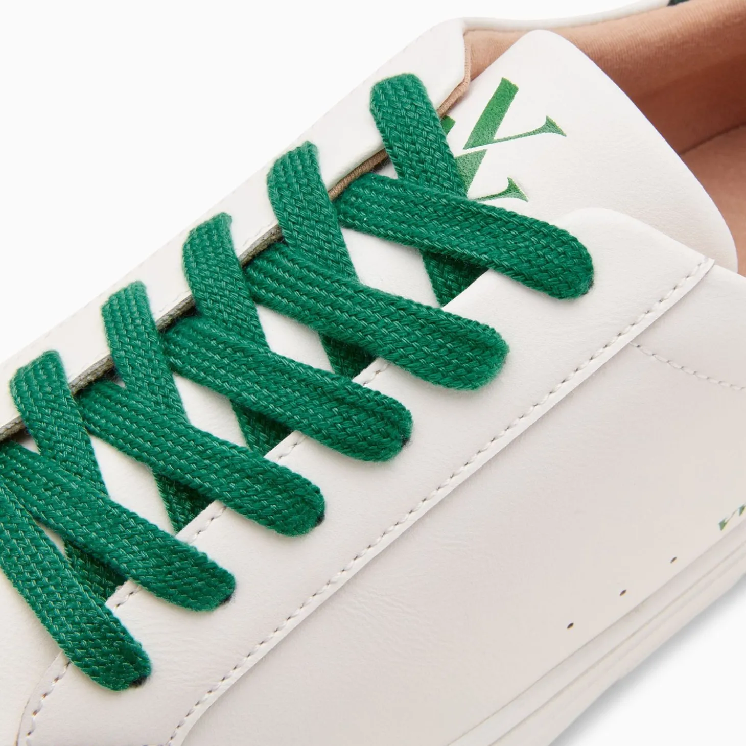 Baskets Steph Blanc Et Vert Sapin A Lacets