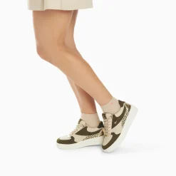 Baskets Theonie Beige Et Kaki A Lacets