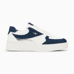 Baskets Theonie Blanc Et Denim A Lacets