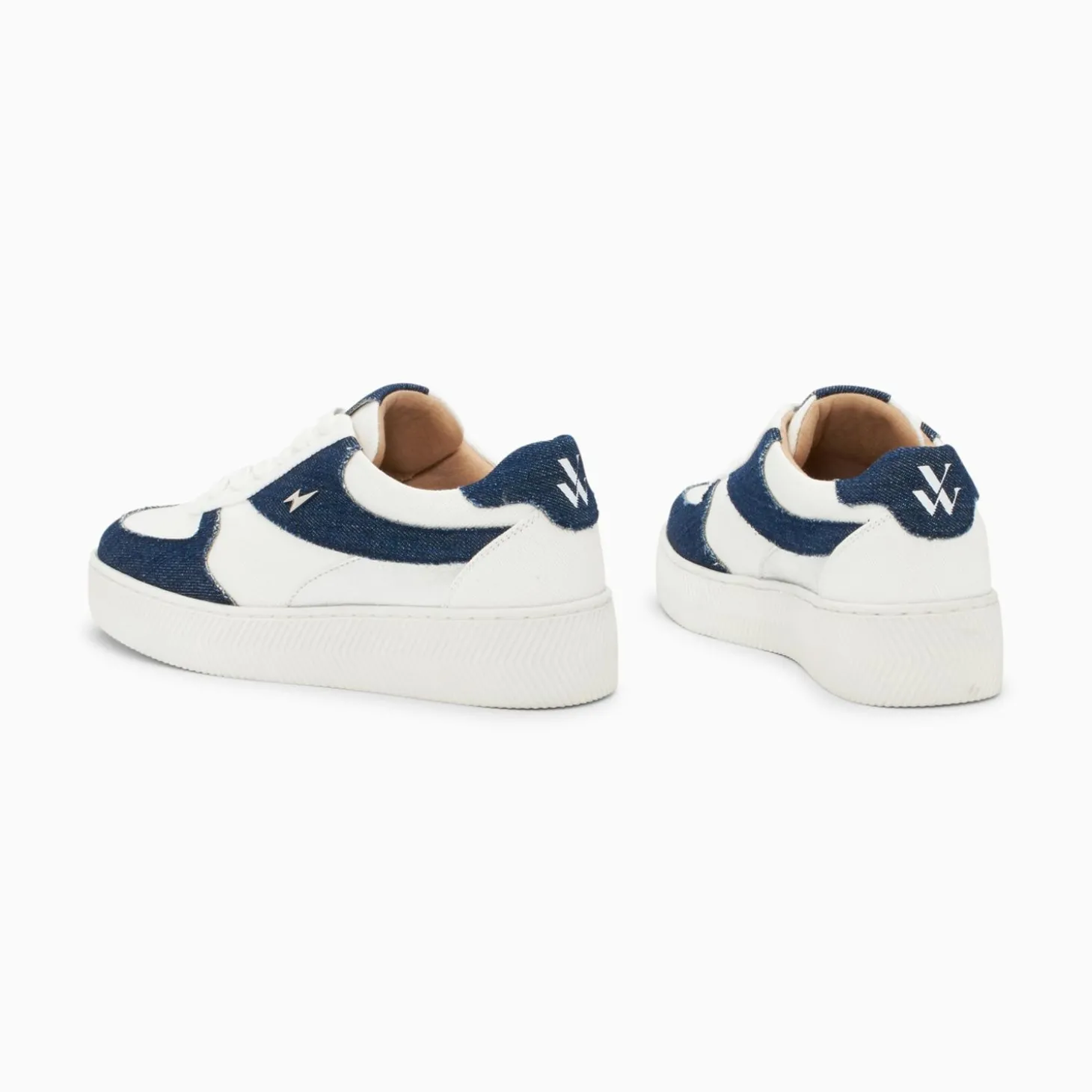 Baskets Theonie Blanc Et Denim A Lacets