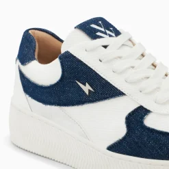 Baskets Theonie Blanc Et Denim A Lacets