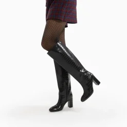 Bottes Diana Noir Croco A Talon