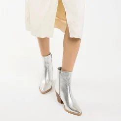 Bottines A Talon Julia Argent Effet Texture