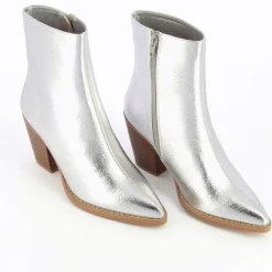 Bottines A Talon Julia Argent Effet Texture