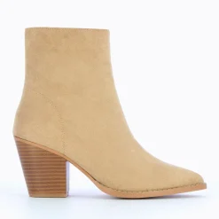Bottines A Talon Julia En Suedine Beige