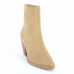 Bottines A Talon Julia En Suedine Beige