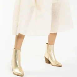 Bottines A Talon Julia Or Effet Texture