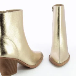 Bottines A Talon Julia Or Effet Texture