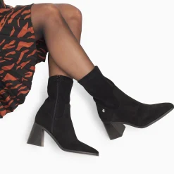Bottines Chaussettes Alizee Noires A Talon Trapeze