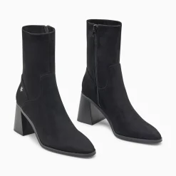 Bottines Chaussettes Alizee Noires A Talon Trapeze