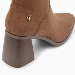 Bottines Chaussettes Alizee Marron A Talon Trapeze