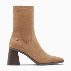 Bottines Chaussettes Alizee Beiges A Talon Trapeze