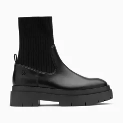 Bottines Chaussettes Elisa Noires A Plateforme Crantee