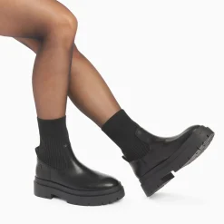 Bottines Chaussettes Elisa Noires A Plateforme Crantee