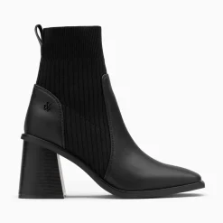 Bottines Chaussettes Jinger Noires A Talon Trapeze