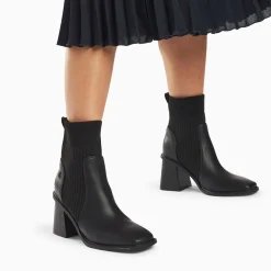Bottines Chaussettes Jinger Noires A Talon Trapeze