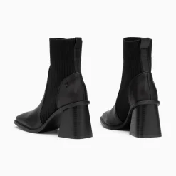 Bottines Chaussettes Jinger Noires A Talon Trapeze