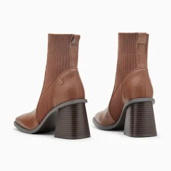 Bottines Chaussettes Jinger Marron A Talon Trapeze